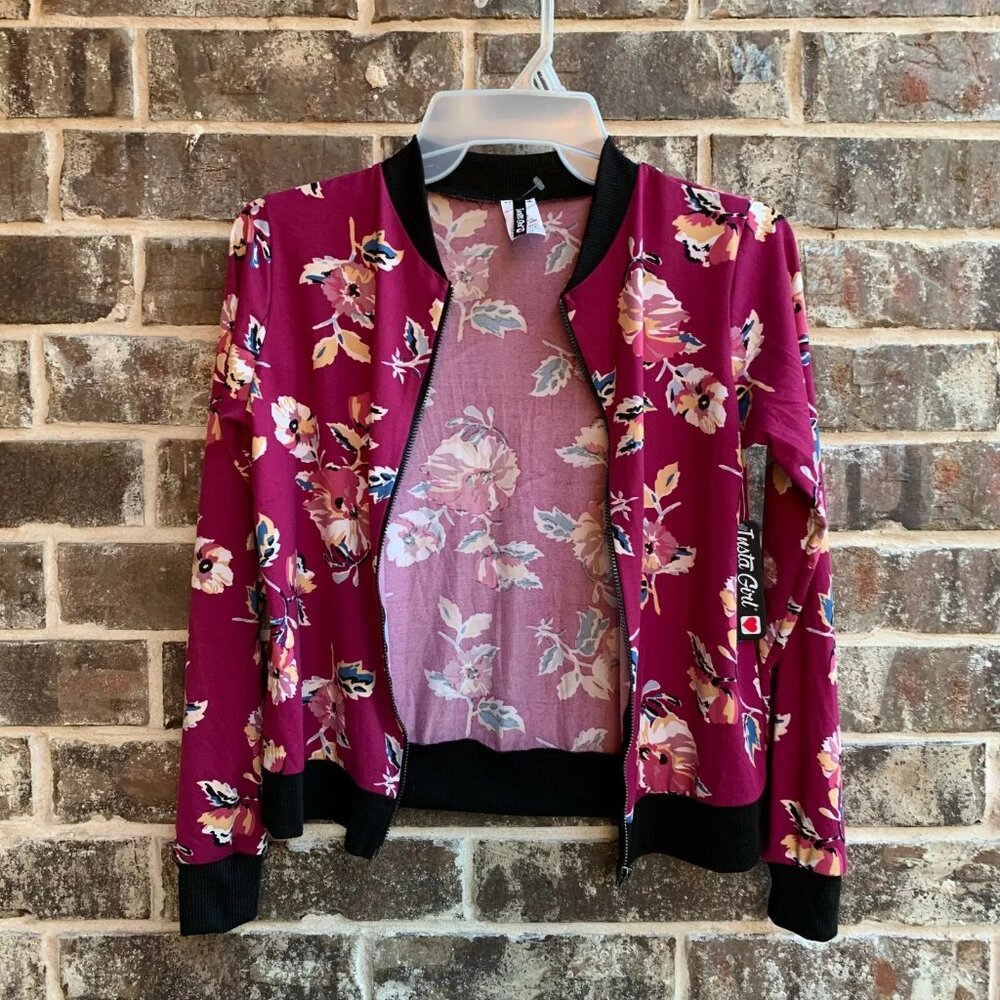 Insta Girl Full Zip Top Jacket Raspberry - Picture 3 of 9
